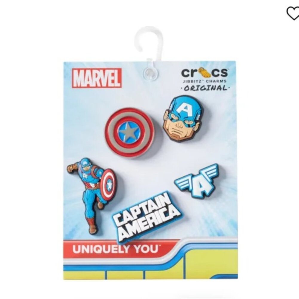 Marvel Captain America Crocs Jibbitz 5 Pack Shoe Charms Superhero NWT - Picture 2 of 4